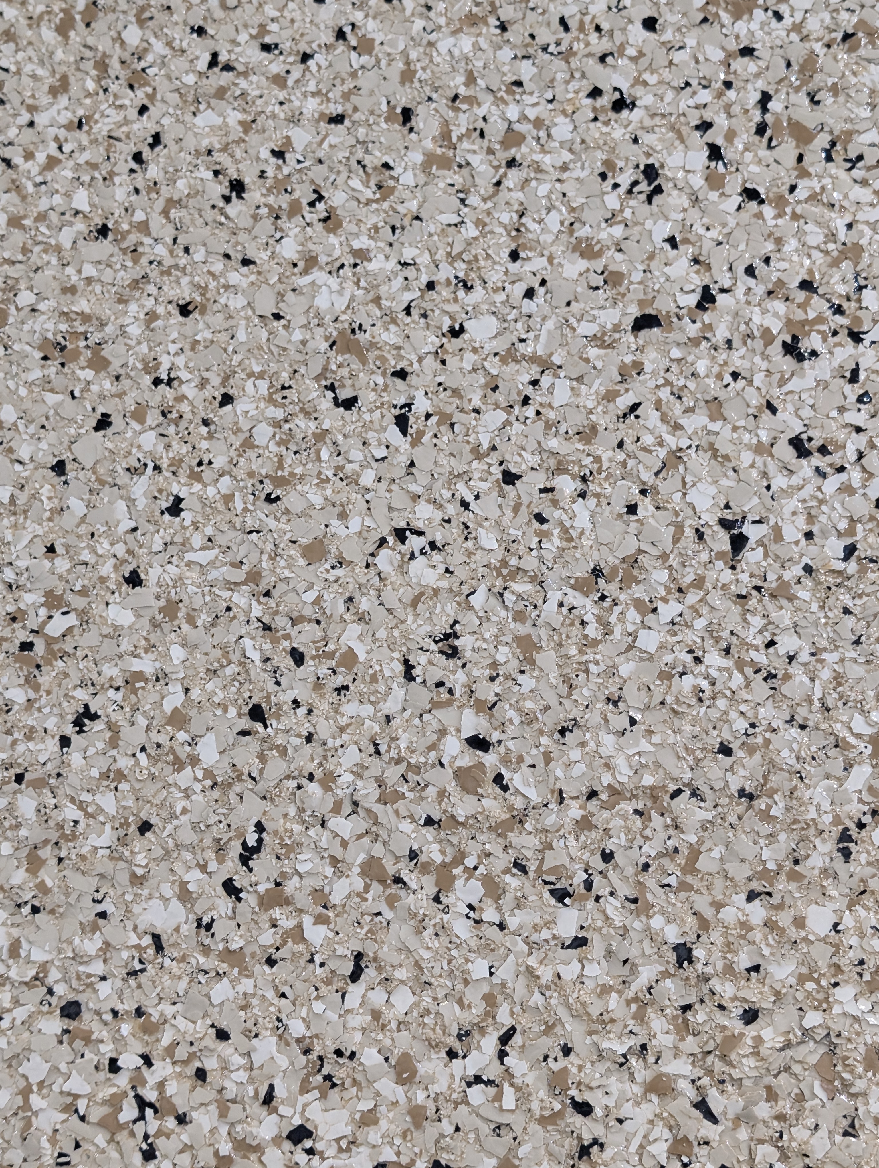 Vinyl flake epoxy beige white black