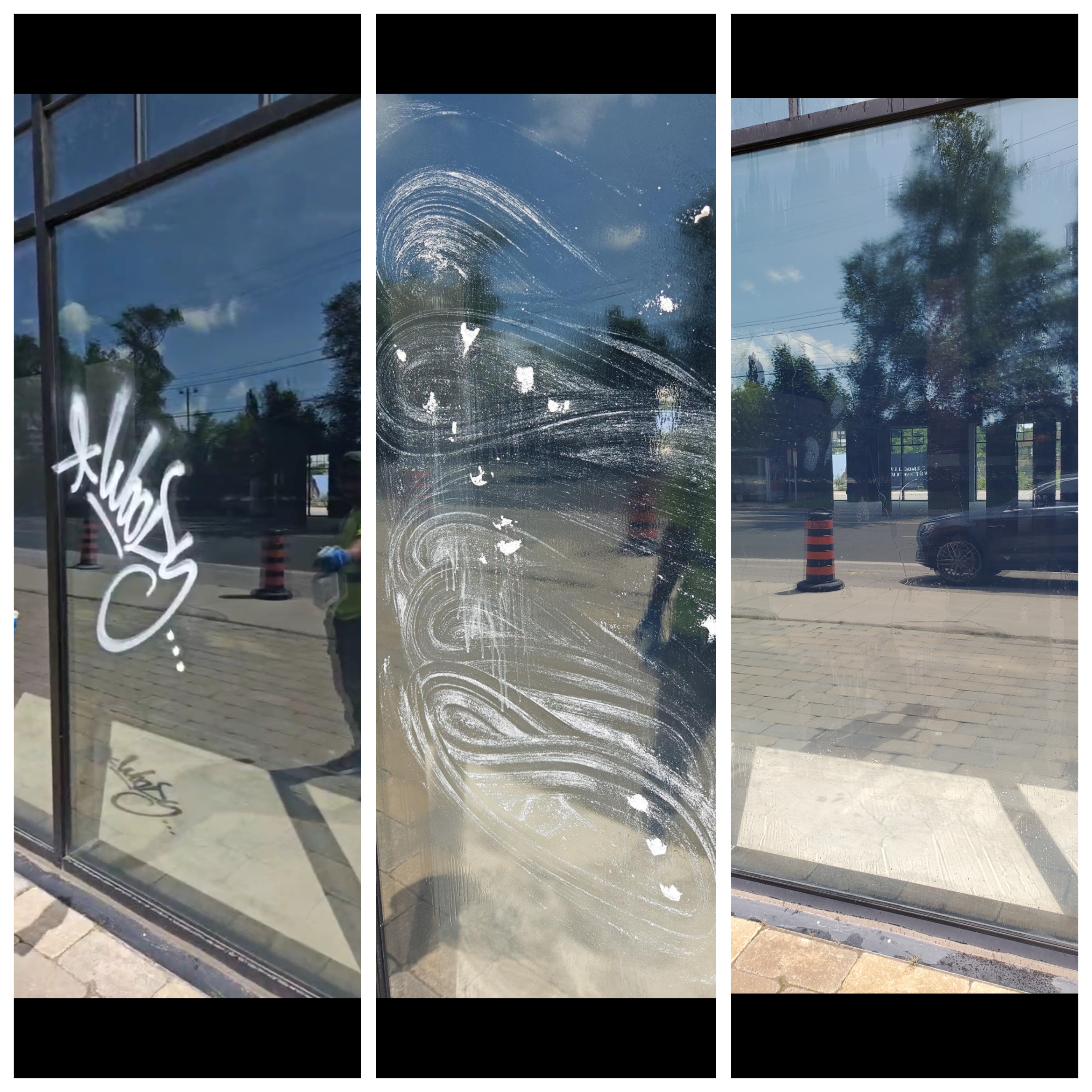 Graffiti removal before and after